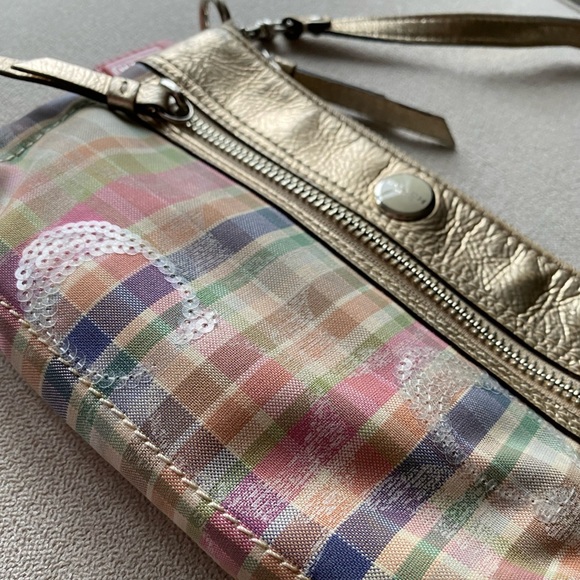 Vintage Y2K Coach Plaid Mini Bag / Wristlet - Picture 2 of 11